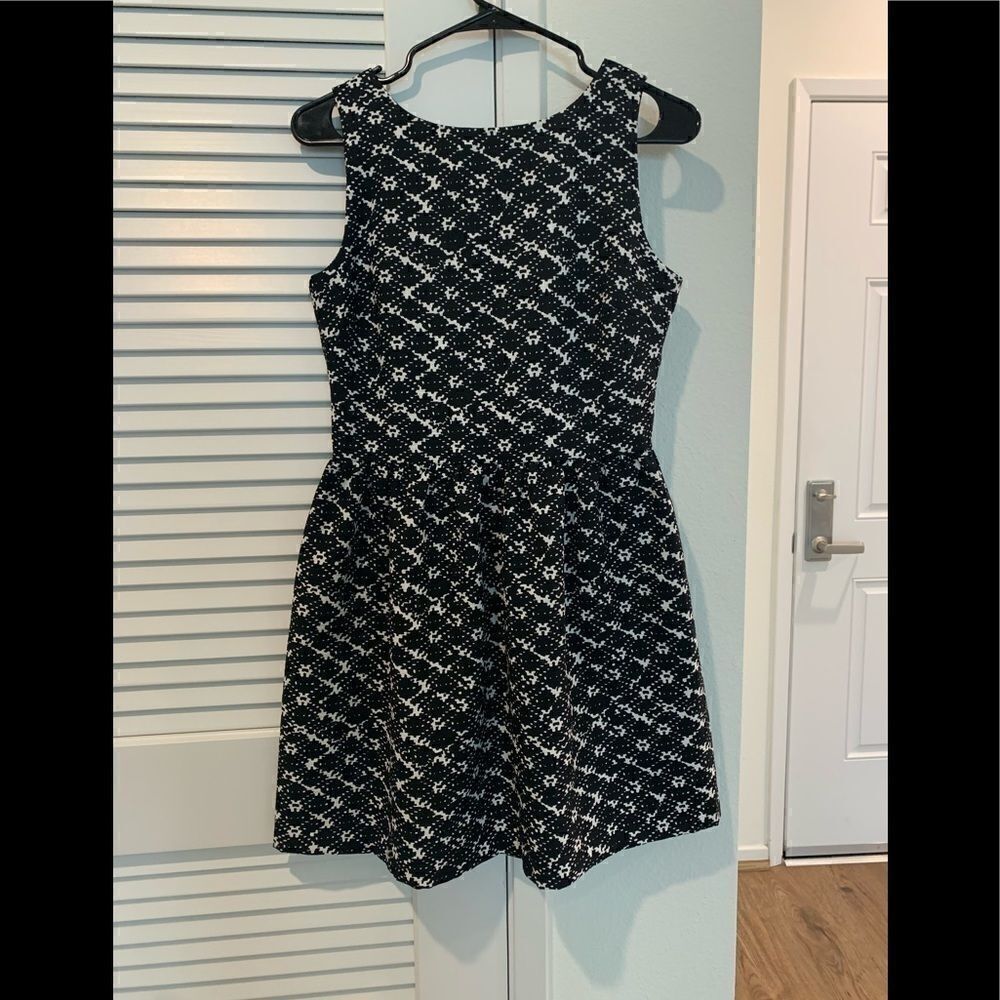 Aqua Bloomingdales Black & White skater Dress